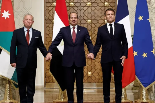 بيان مصري أردني فرنسي: نرفض التهجير والضم وندعم مؤتمر إعادة إعمار غزة