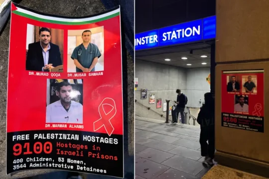 حملة "أطلقوا الرهائن الفلسطينيين" تكتسح شوارع ويستمنستر بلندن