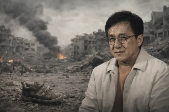 دموع جاكي شان على أطفال غزة تلفت الأنظار